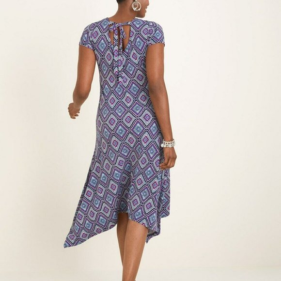 Chico's Diamond Print Dress Midi Stretch H11456 - Picture 10 of 11